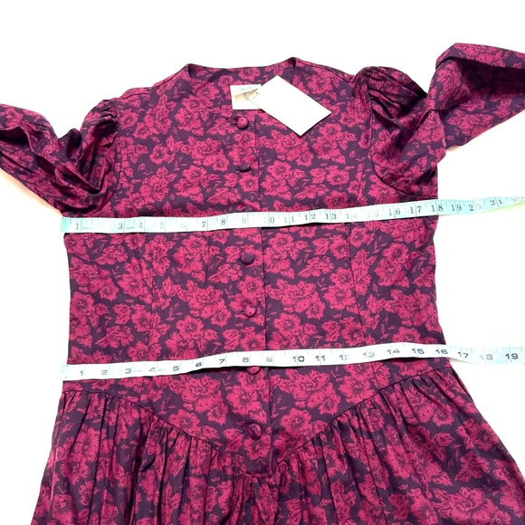 Laura Ashley Vintage 80s Floral Dress Peasant sz 12 - 10 Made in USA NWT - Picture 8 of 11